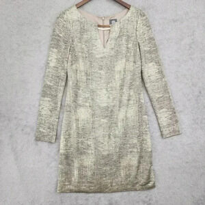 NWT‎ Vince Camuto Womens Long Sleeve Midi Dress Size 6 Gold Printed